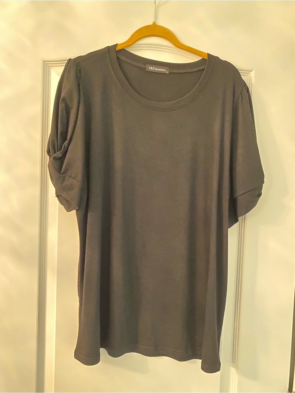 TAN Essentials Women's Short Sleeve Crew Tee in Charcoal Gray